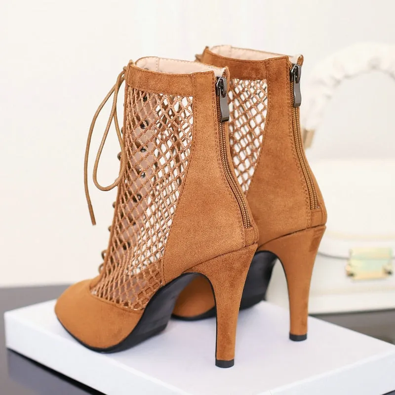 Women's Brown Suede Sexy Comfort Light Soft Zipper High Heel Boots