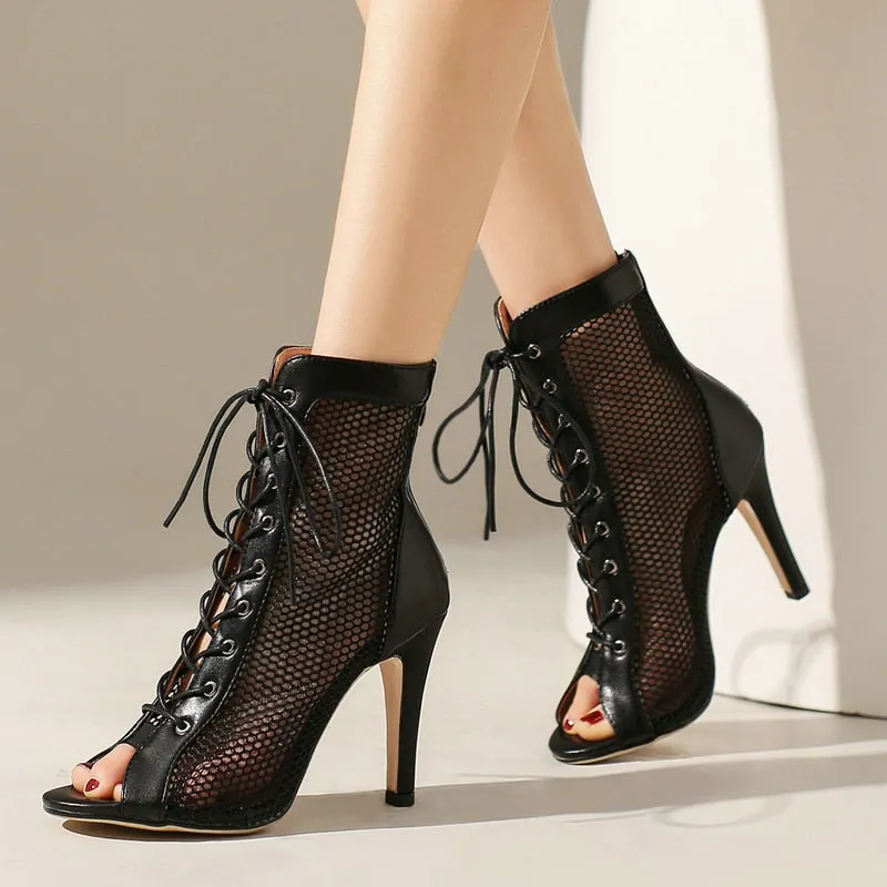 Women's Fashion Sexy Comfort Summer Zipper Peep Toe High Heel Boots