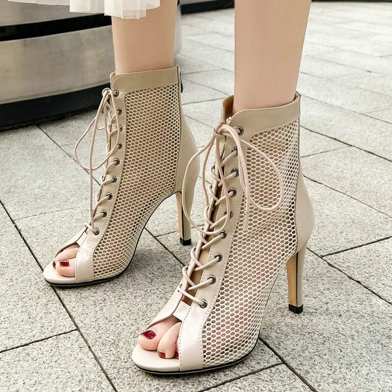 Women's Fashion Sexy Comfort Summer Zipper Peep Toe High Heel Boots