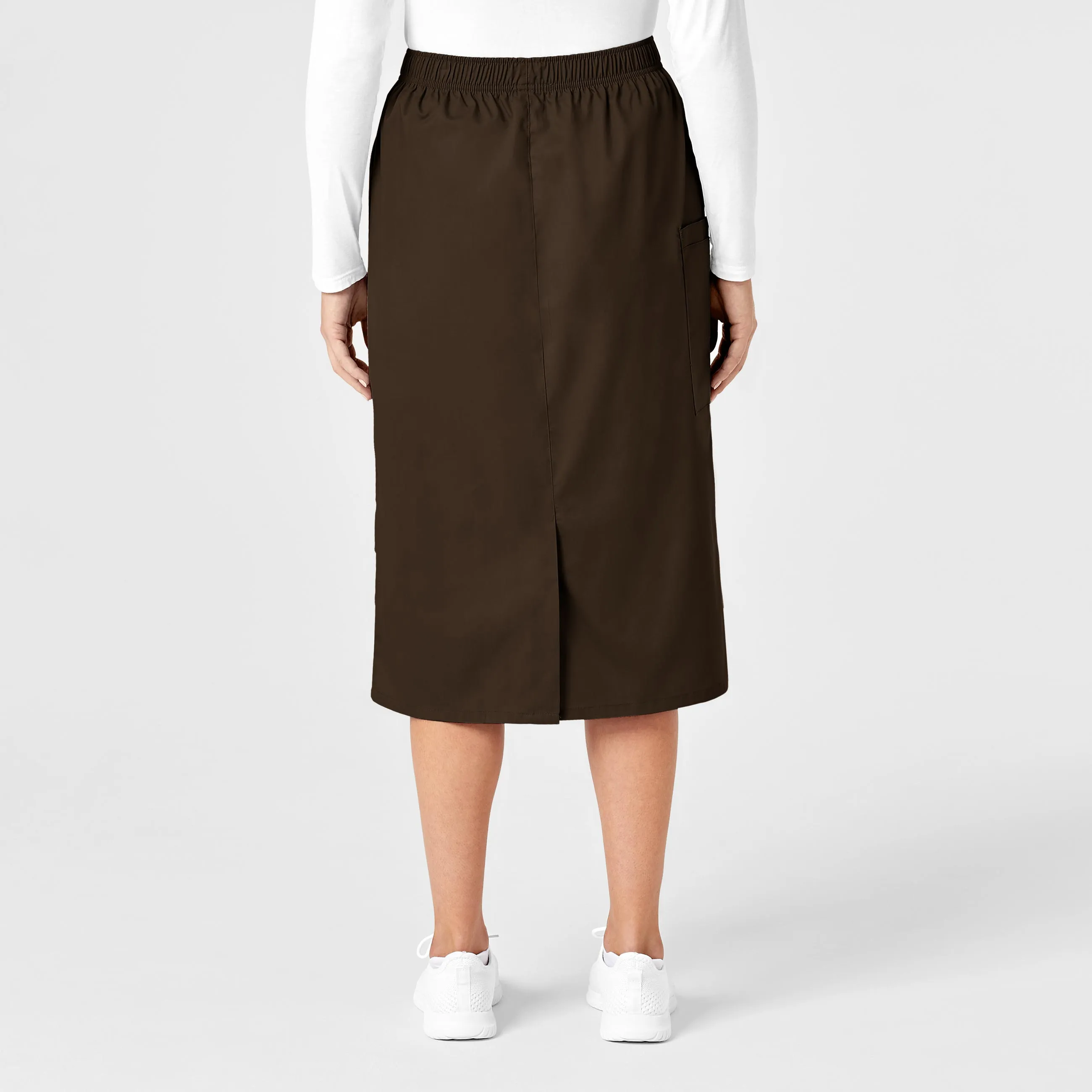 WonderWORK Women's Pull On Cargo Scrub Skirt - Chocolate