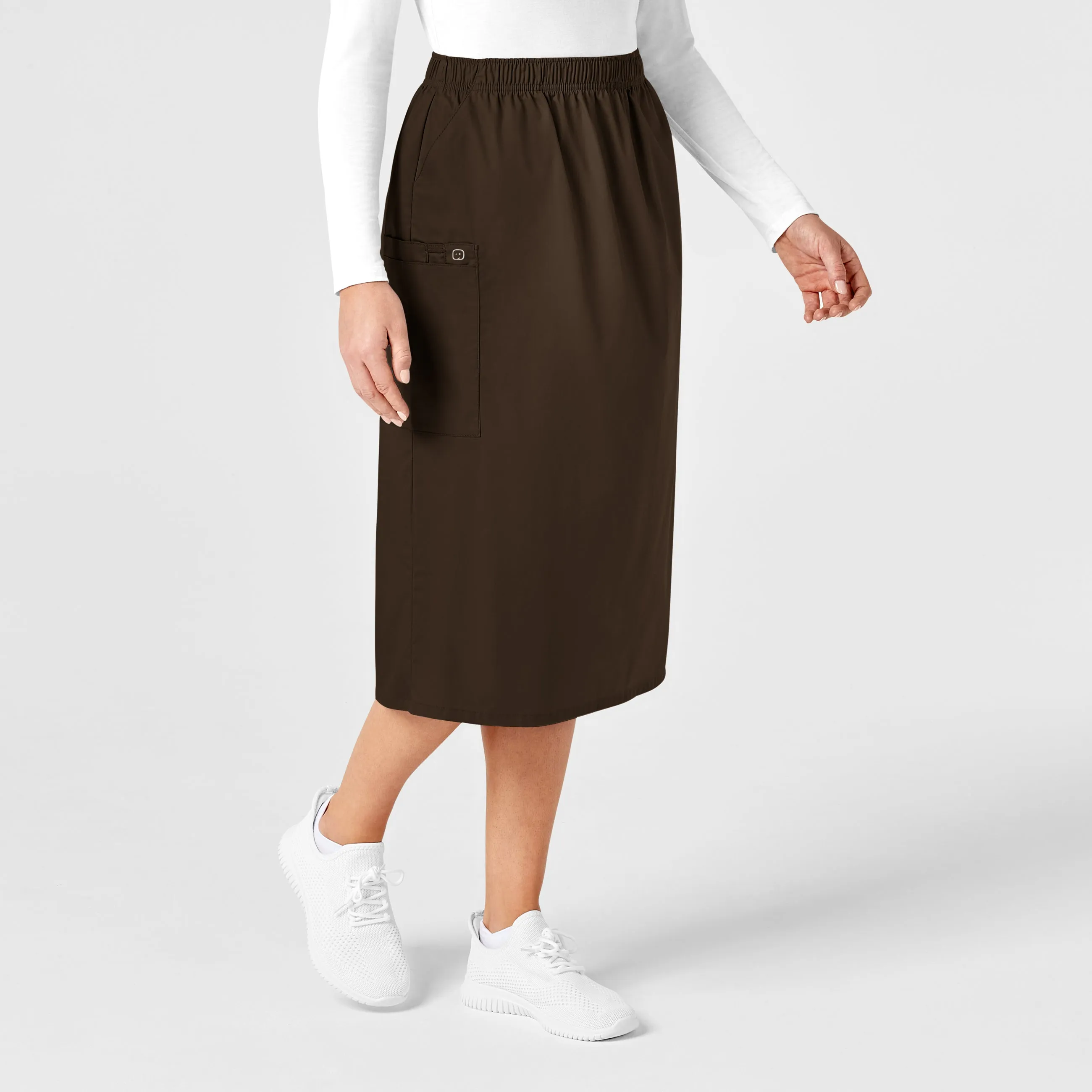 WonderWORK Women's Pull On Cargo Scrub Skirt - Chocolate