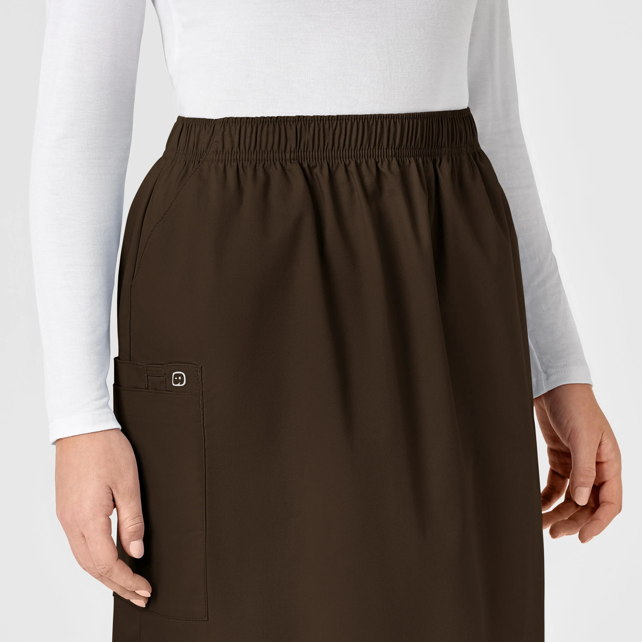 WonderWORK Women's Pull On Cargo Scrub Skirt - Chocolate