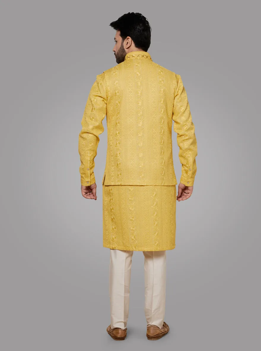 Yellow Kurta Pajama with Koti | TULA