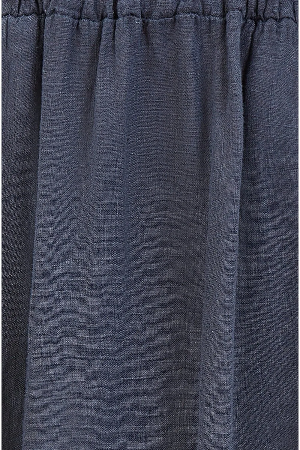 Yumi Navy Italian Linen Midi Skirt With Pockets